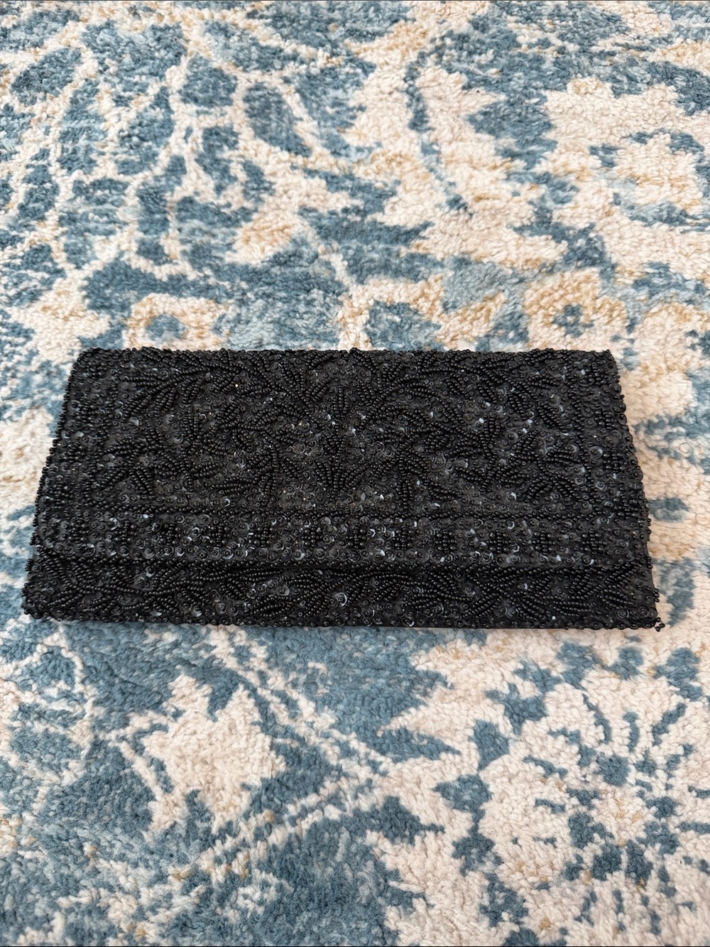 Vintage Richere Bag by Walbaeg - Black Beaded Clutch Hand beaded in Hong Kong